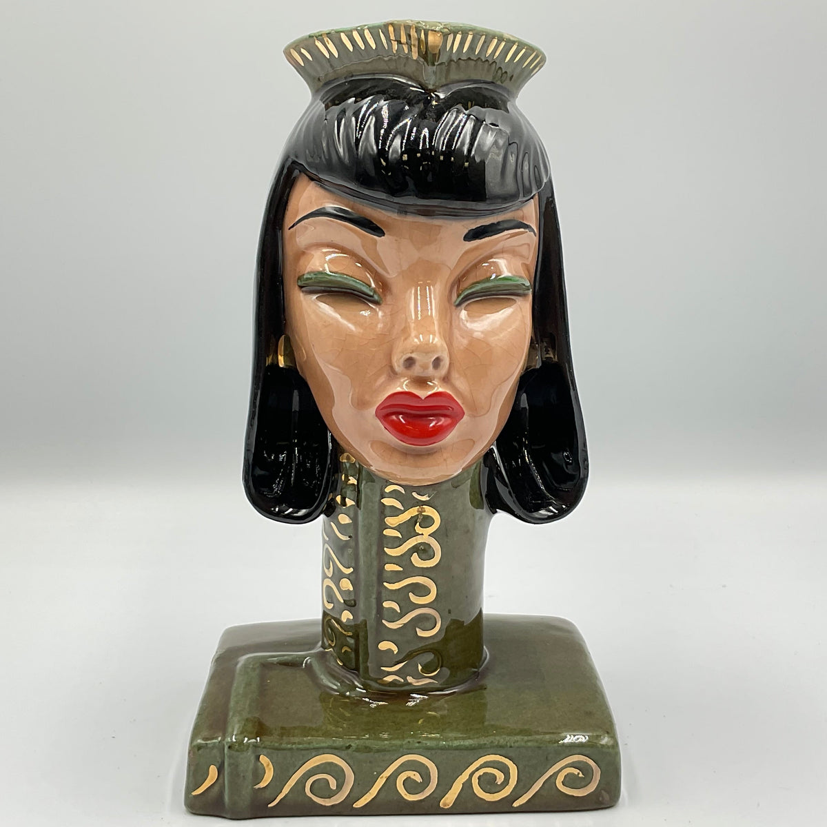 Vintage Dorothy Kindell Egyptian Revival Head Vase Ceramic Bust
