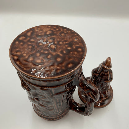 Vintage Glazed Pottery 3D Embossed Ceramic Beer Stein Gerz Germany
