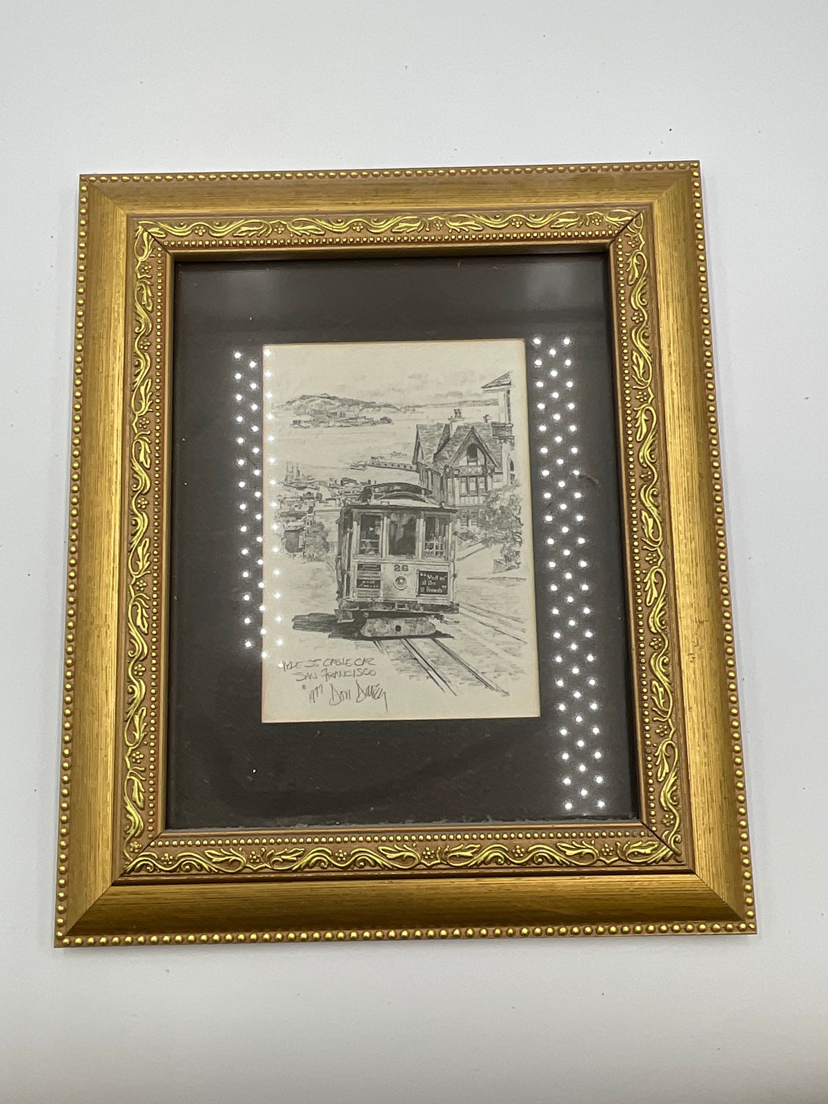 1977 Don Davey Hyde St. Cable Car #28 San Francisco Signed Print Framed Vintage