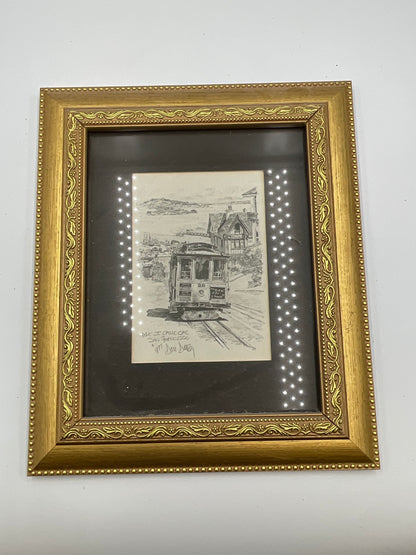 1977 Don Davey Hyde St. Cable Car #28 San Francisco Signed Print Framed Vintage