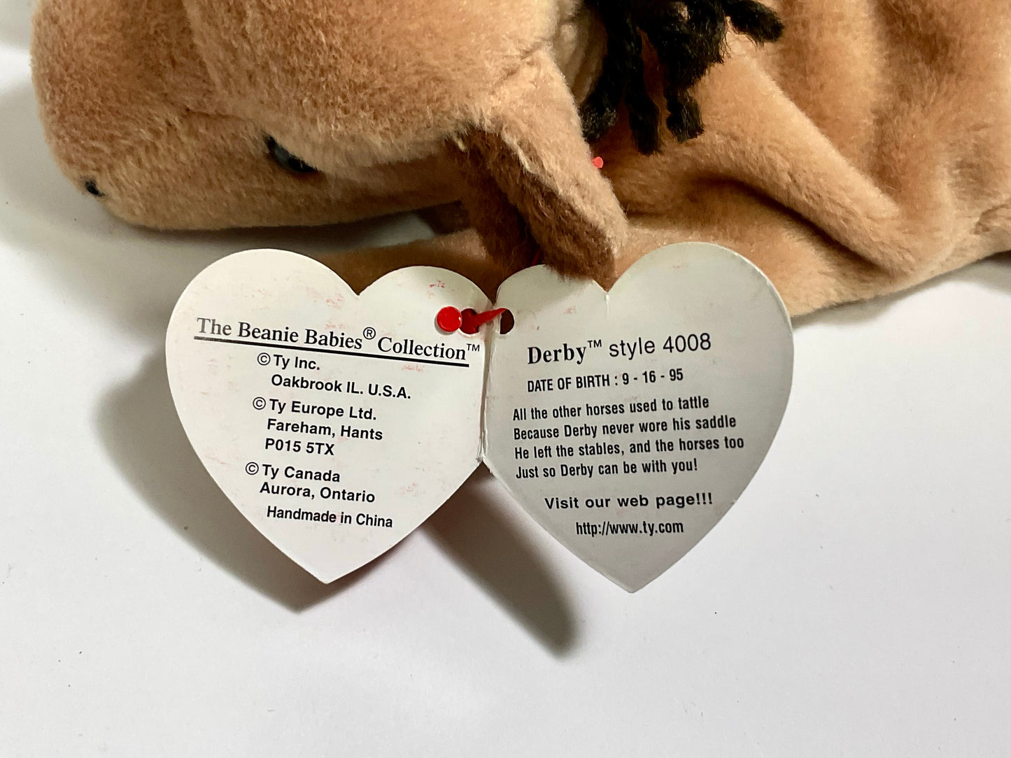 Derby the Horse Beanie Baby Vintage 1995 Ty Beanie Babies Collection Plush Collectible with Tag Style 4008