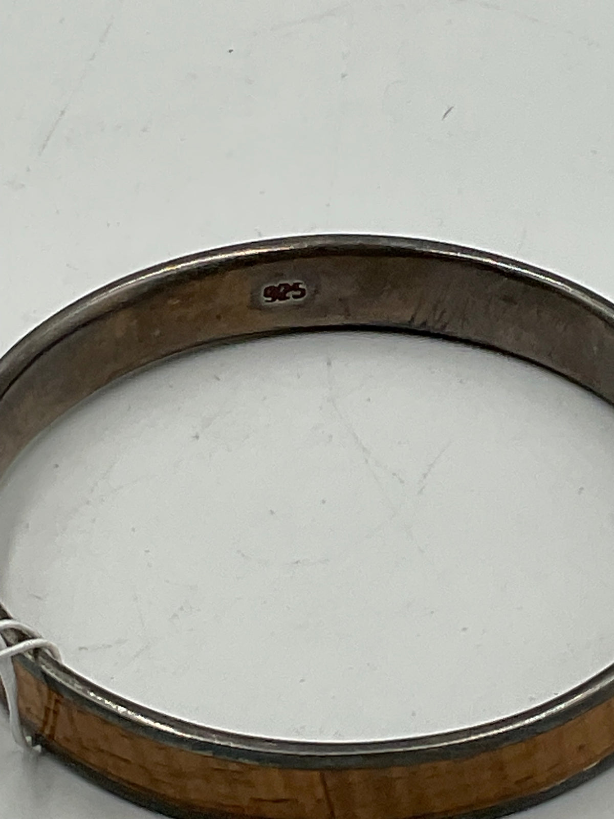 Hawaiian Bangle Bracelet 925 Sterling Silver Koa Wood Inlay