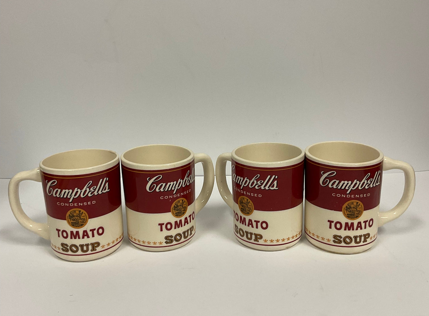 Campbells Tomato Soup Can Style Vintage Ceramic Mugs Coffee Cups Set of Four Quantity 4. Not in original box or packaging