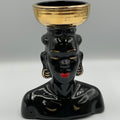 Vintage Nubian Lady Head Vase Mid-Century Blackamoor Style Ceramic 6"