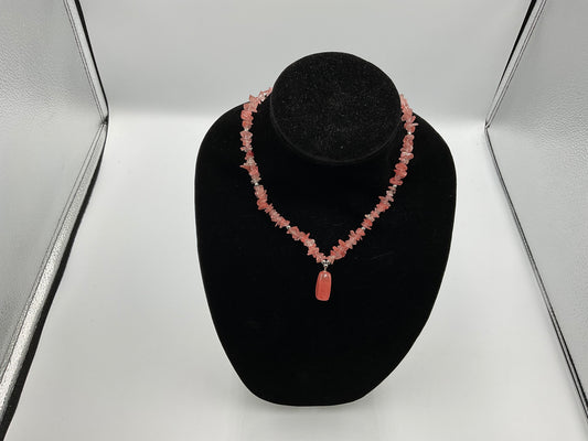 Pink Glass/Stone Designed Necklace