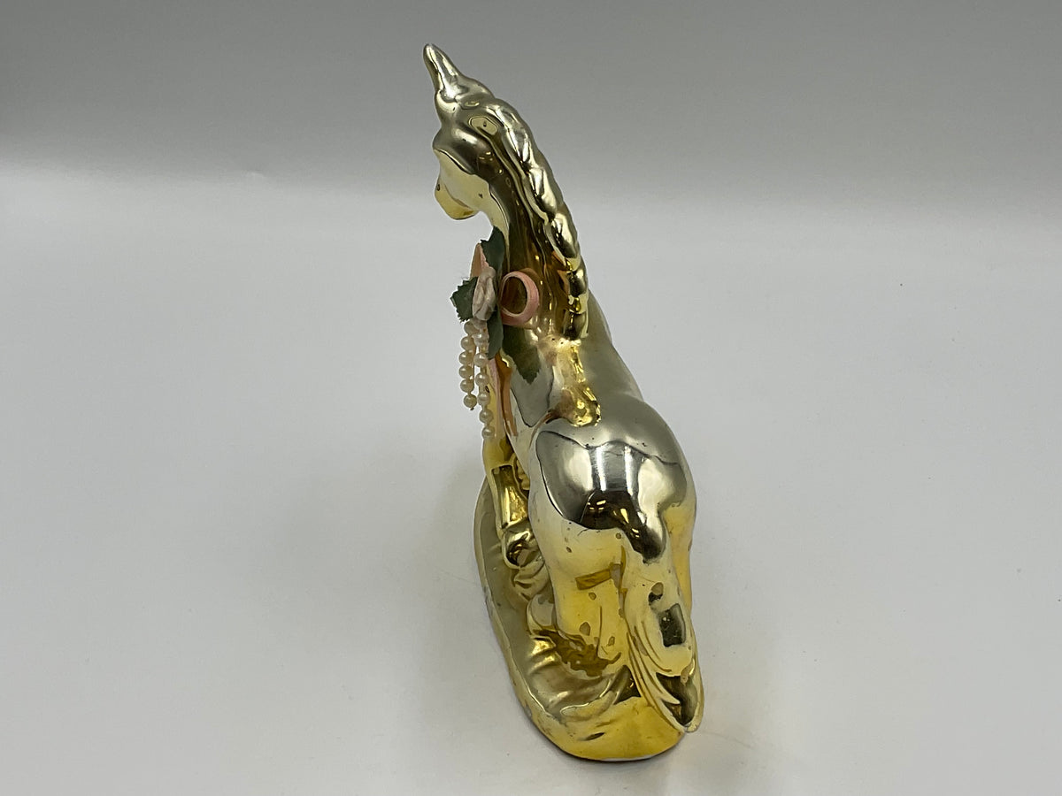 Gold Ceramic Unicorn Figurine