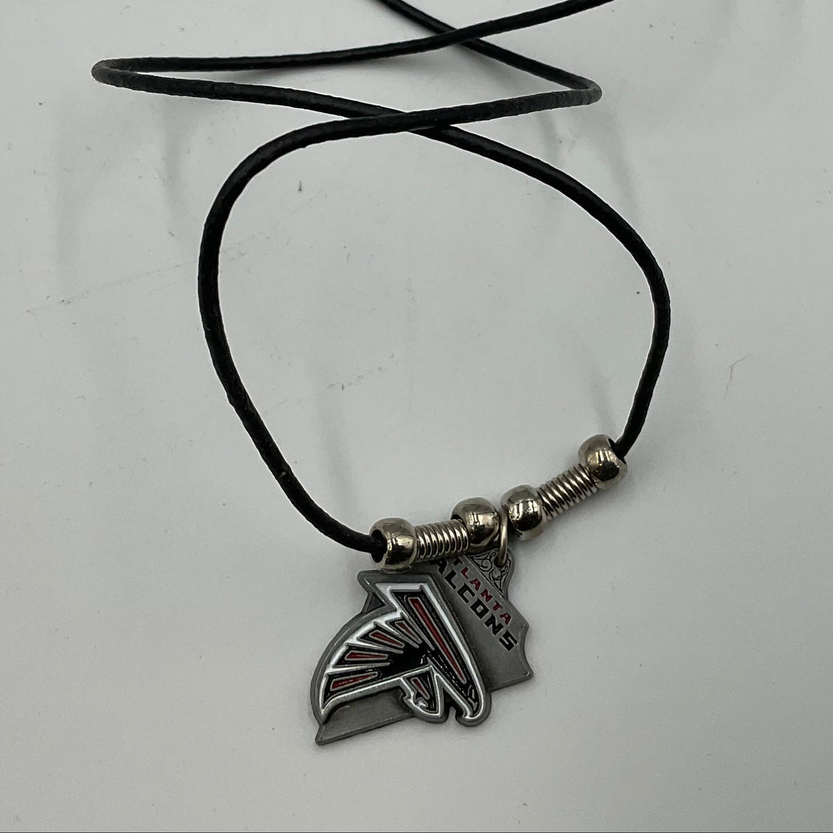 Atlanta Falcons NFL Logo Pendant Black Cord Necklace