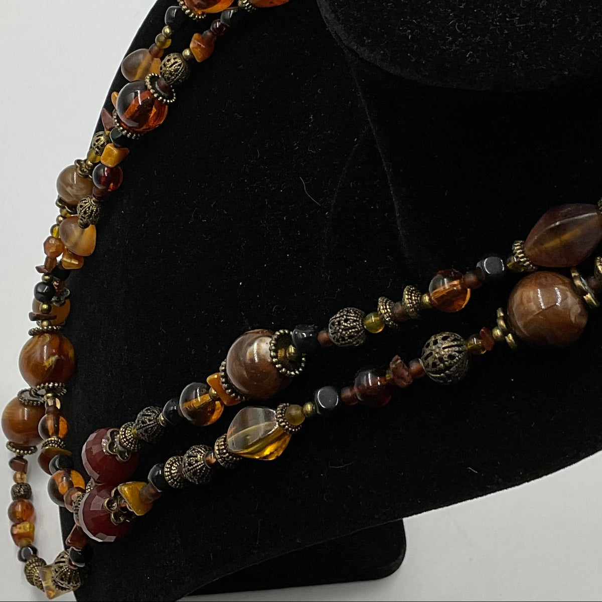 Ball Bead Design Amber Earthtone Necklace Fashion Jewelry