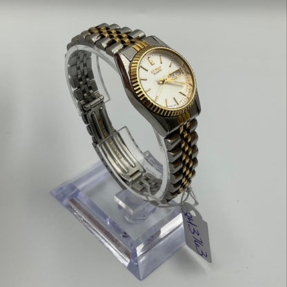 Seiko Women's 23mm White Dial Two Tone Day Date Watch