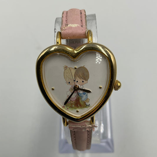 Precious Moments Love One Another Vintage 2001 Heart Shaped Goldtone Valdawn Watch