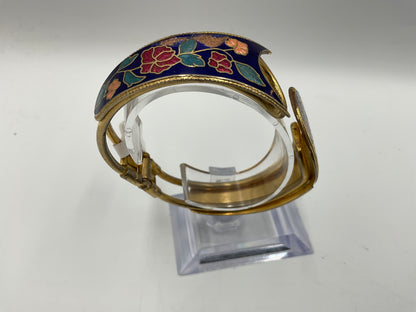 Vintage Hinged Clamper Oval Blue Enamel