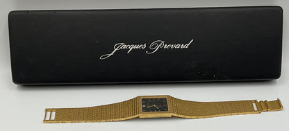 Jacques Prevard Gold Tone Rectangular Black Dial Wristwatch w/ Orginal Box