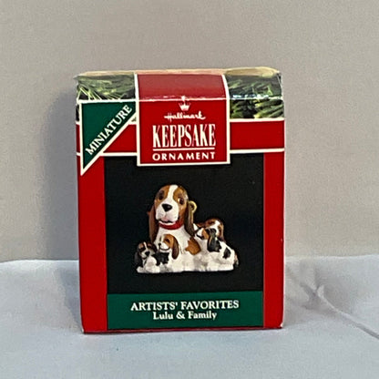 Hallmark 1991 Miniature Ornament Lulu & Family Dog with Puppies