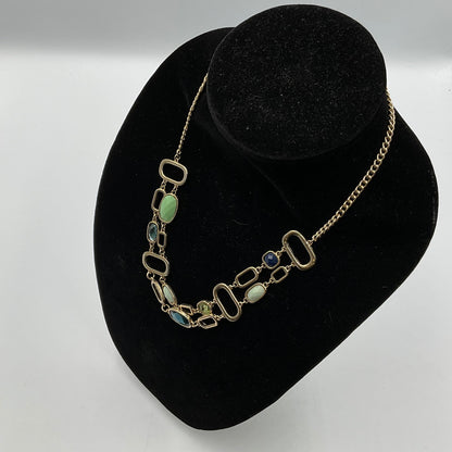 Oval & Square Design Charm Chain Necklace