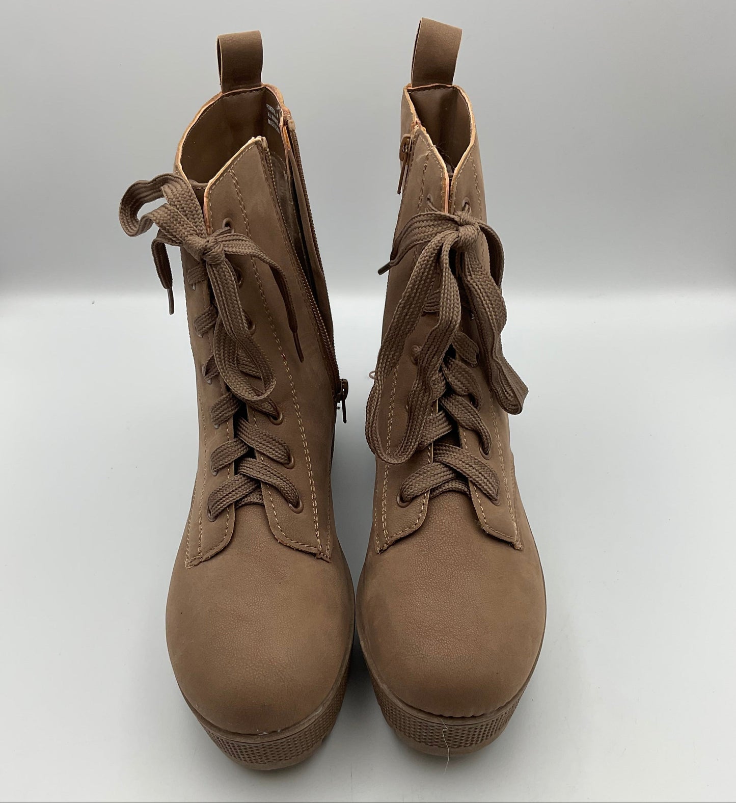 Rouge Helium Powerful Women's Shoe Size 9 Zipper Lace Up Boots Tan Brown