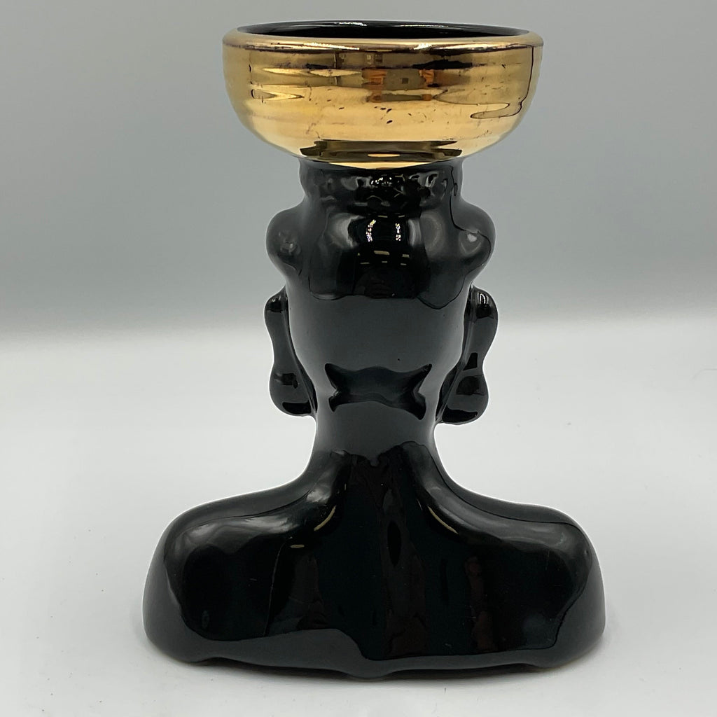 Vintage Nubian Lady Head Vase Mid-Century Blackamoor Style Ceramic 6"