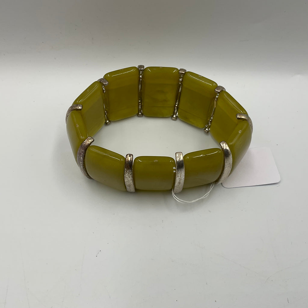 Vintage Style Stretch Bangle with Large Lime Green Stones