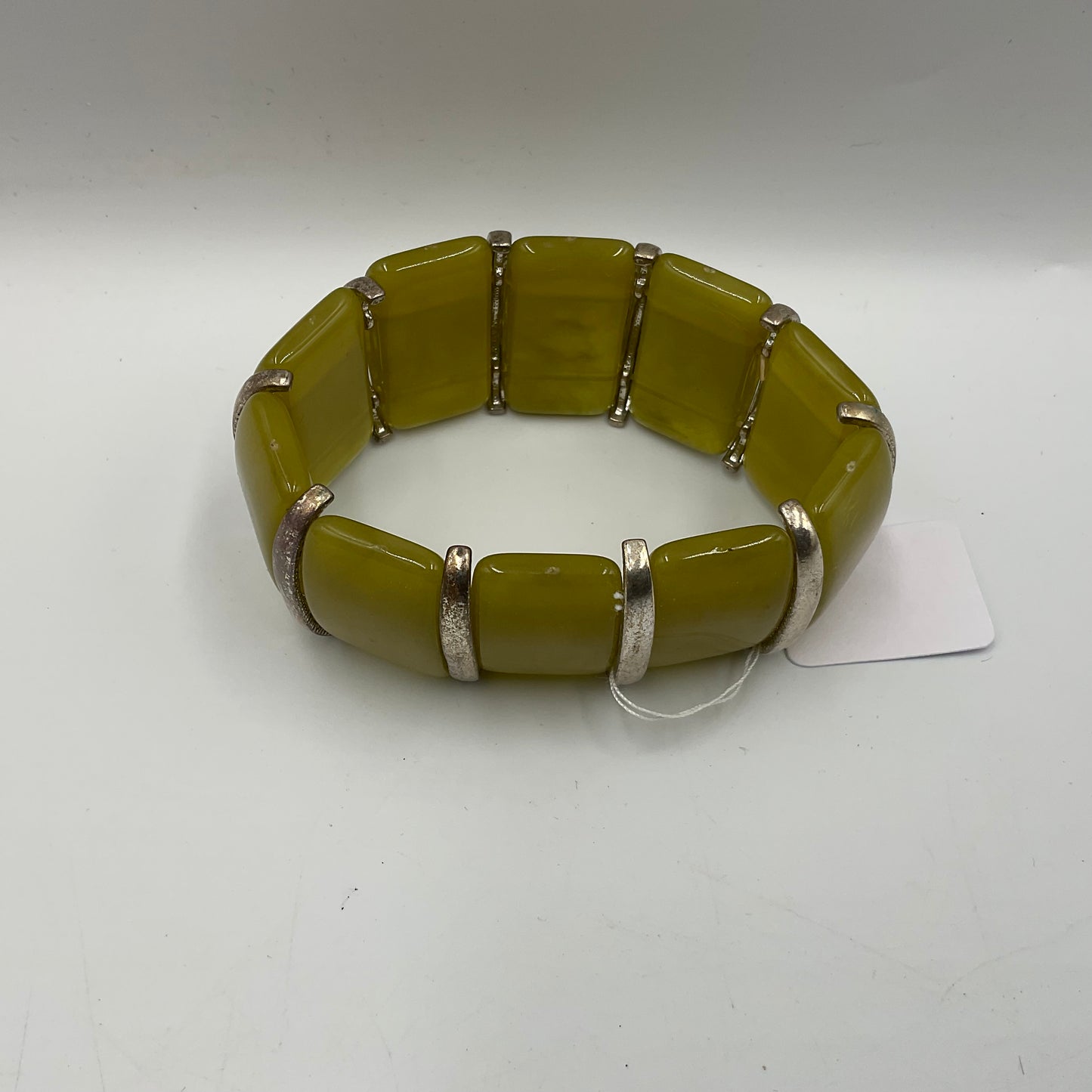 Vintage Style Stretch Bangle with Large Lime Green Stones