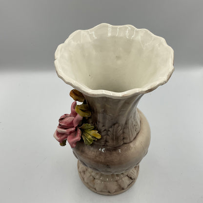 Capodimonte Porcelain Floral Designed Flower Vase Vintage