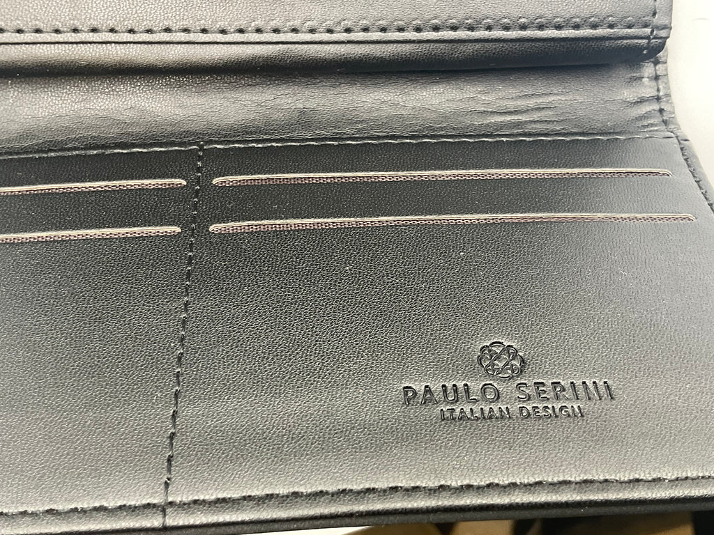 Paulo Serini Trifold Clutch Wallet Noir Charcoal
