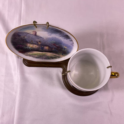 Thomas Kinkade Moonlight Cottage Teacup Display Set Teleflora Gifts