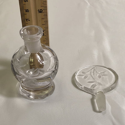 Irice Vintage Clear Cut Crystal Pressed Glass Perfume Bottle with Stopper