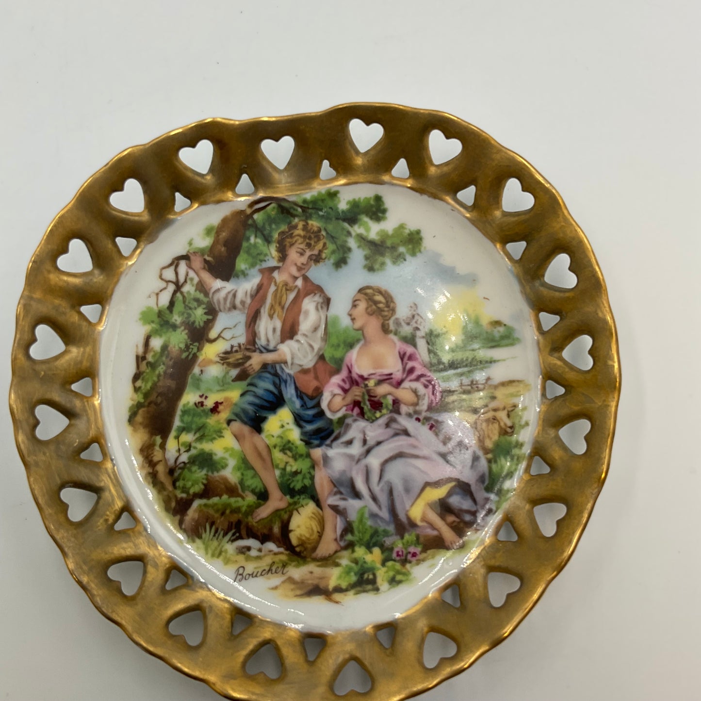 Vintage Porcelain Plate Couples Scene Set Of 3