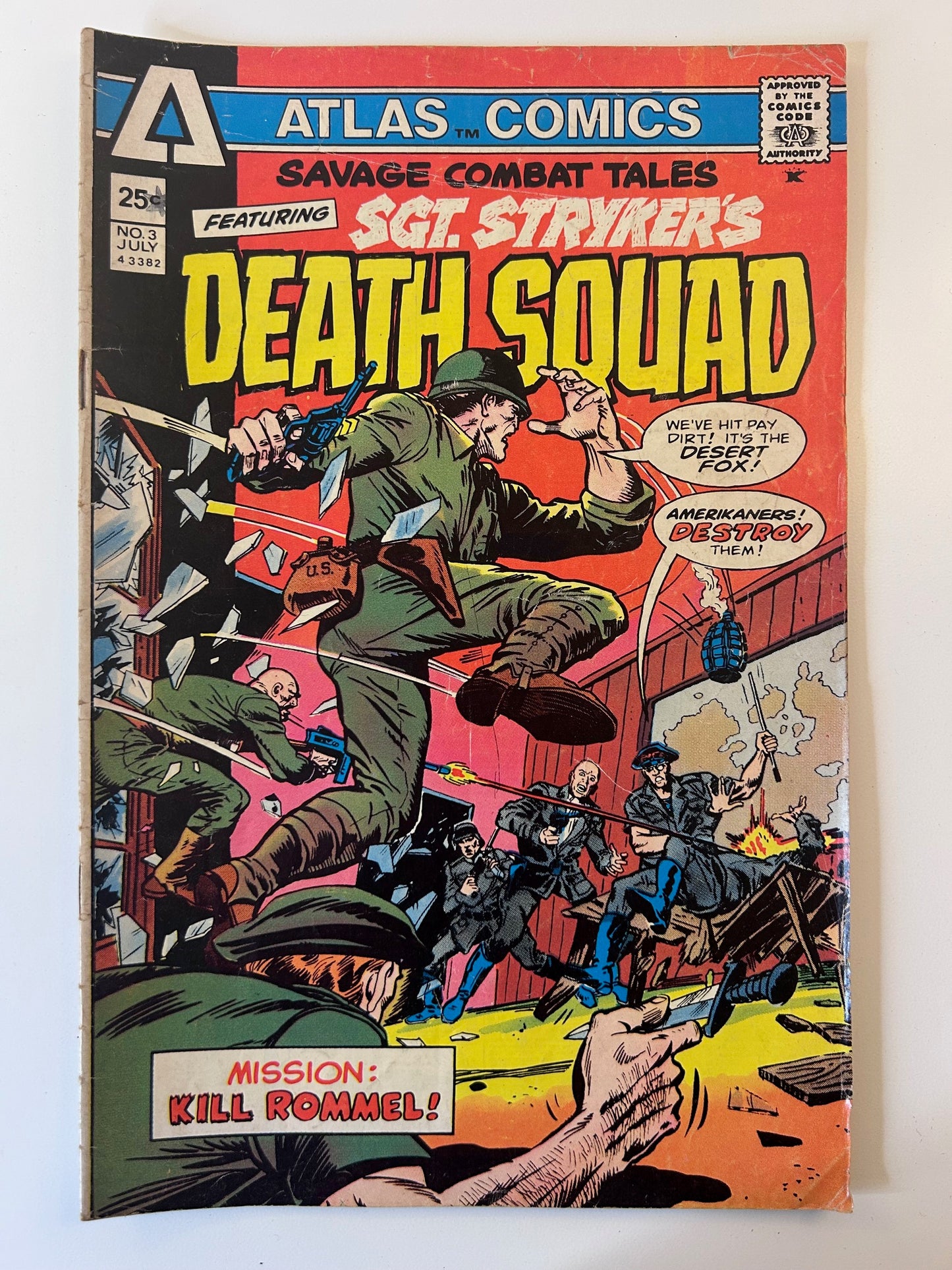 Savage Combat Tales Featuring Sgt Stryker's Death Squad #3 Mission Kill Rommel Vintage 1975 Atlas Comics