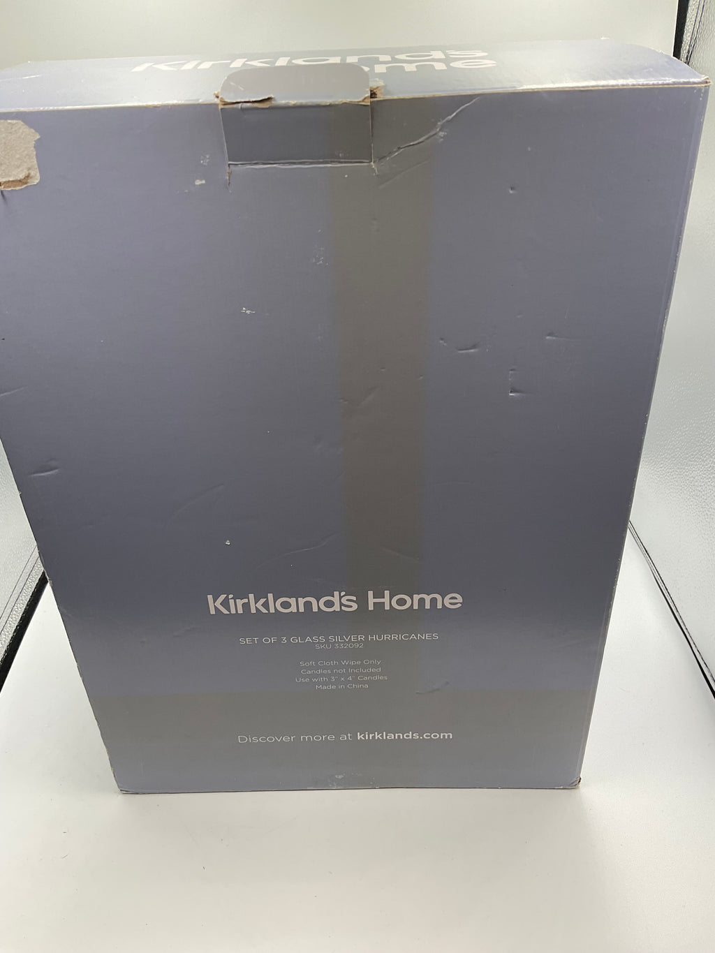 Kirkland home set of 3 glass silver hurricanes