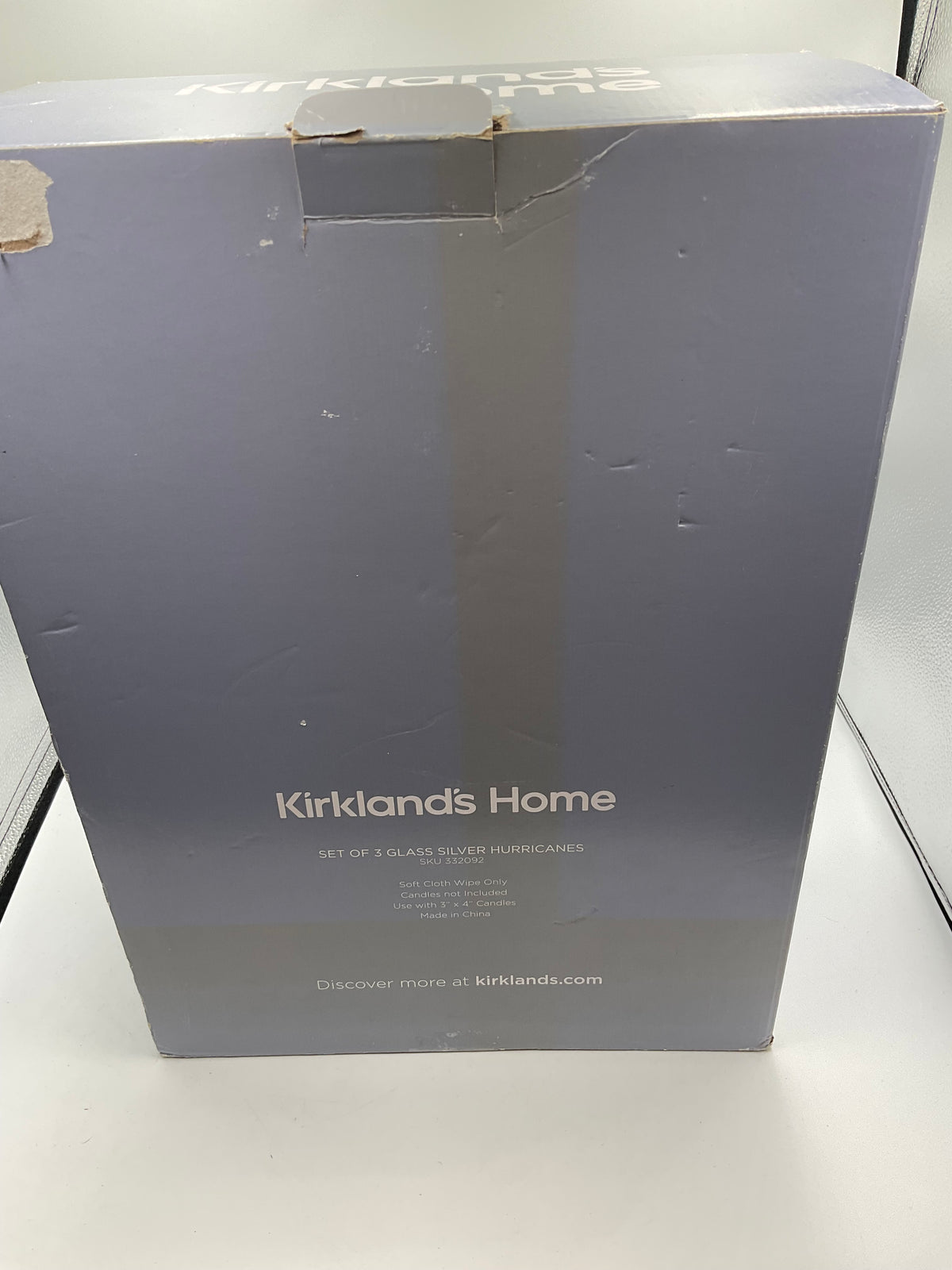 Kirkland home set of 3 glass silver hurricanes