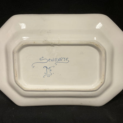 Vintage Sevillarte MF Hand-Painted Ceramic Oval Platter