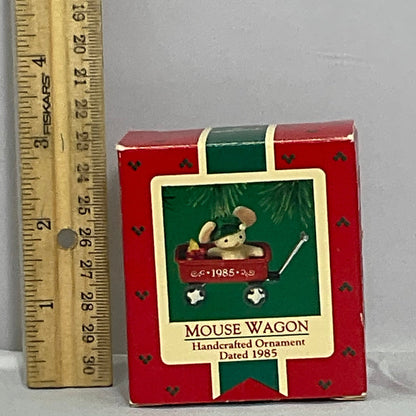 1985 Hallmark Keepsake Ornament Mouse Wagon w/Box