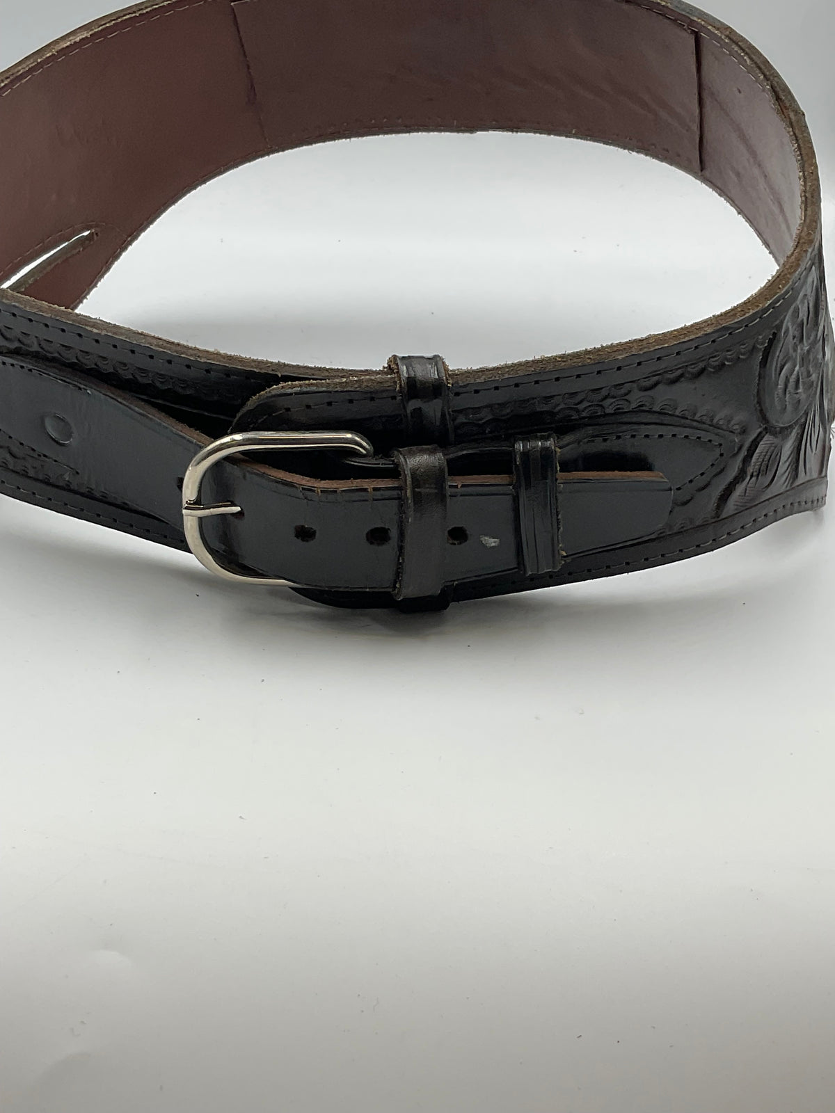 Hand-Tooled Leather Buscadero Rig Cowboy Fast-Draw Western Belt