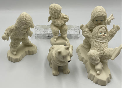 Department 56 Snowbabies Winter Tales Ice Skating Figurines Set of 4 Retired