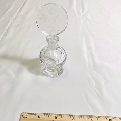 Irice Vintage Clear Cut Crystal Pressed Glass Perfume Bottle with Stopper