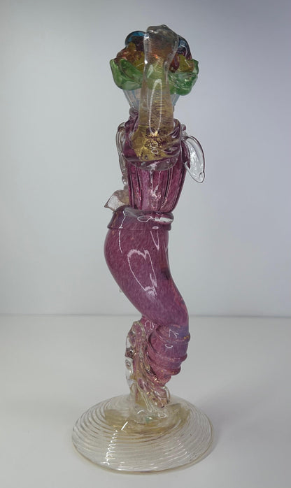 Ercole Barovier & Toso Vintage 1930-1960 Murano Glass Venetian Man Fruit Basquet Basket