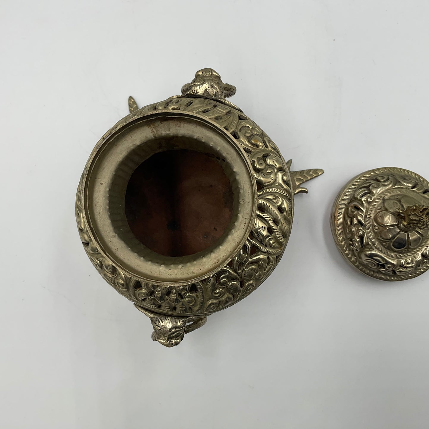 Vintage Footed Incense Burner with dragon style handles