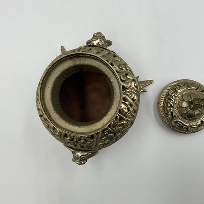 Vintage Footed Incense Burner with dragon style handles