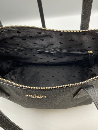 Kate Spade Large Black Glitter Shopper Bag Tote Purse Goldtone Hardware