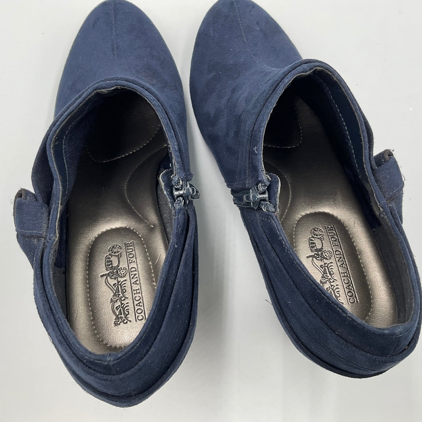 Coach and Four Blue Suede Women's Shoes Size 8 Heels