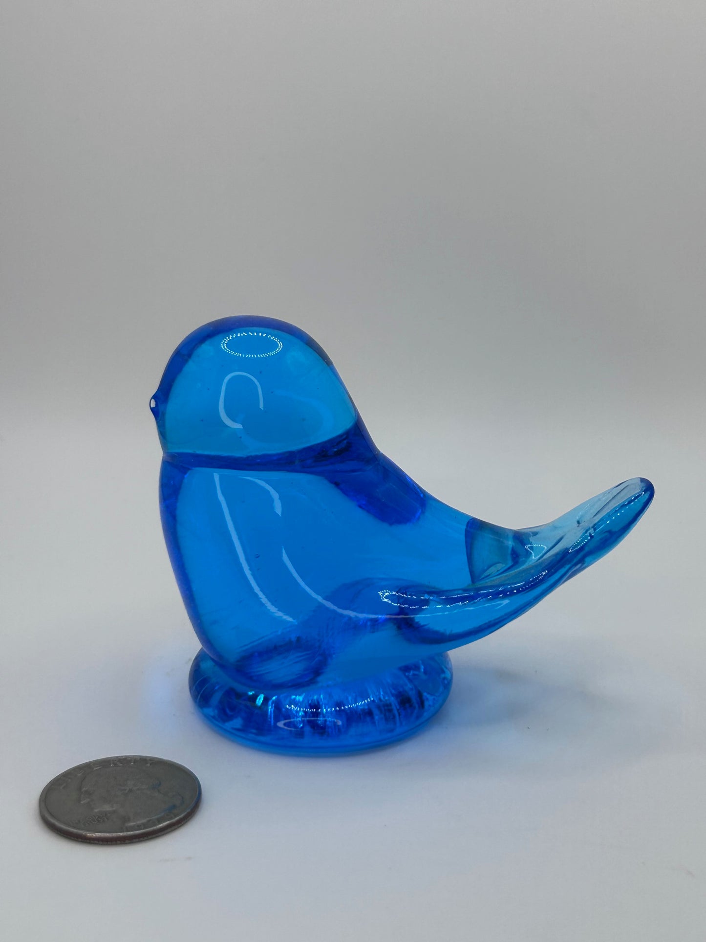 Leo Ward Vintage 1993 Artist Signed Bluebird of Happiness Hand Blown Glass Figurine