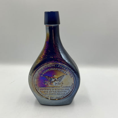 Vintage Wheaton “Great American Series”Blue Iridescent Carnival Glass Bottle