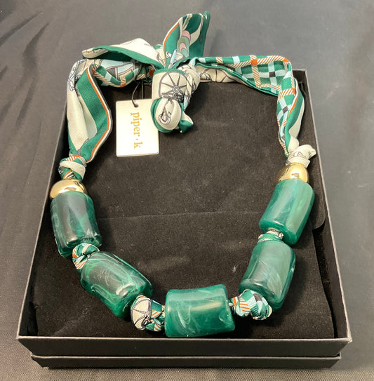 Piper K Scarf Resin Beads Necklace New with Tags in Original Box