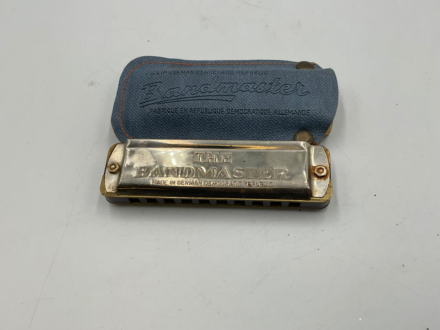 Antique East German Bandmaster Harmonica w/Case