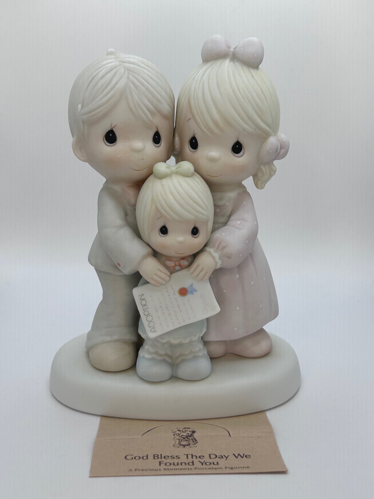 Precious Moments Vintage 1986 God Bless The Day We Found You Figurine Orig Box
