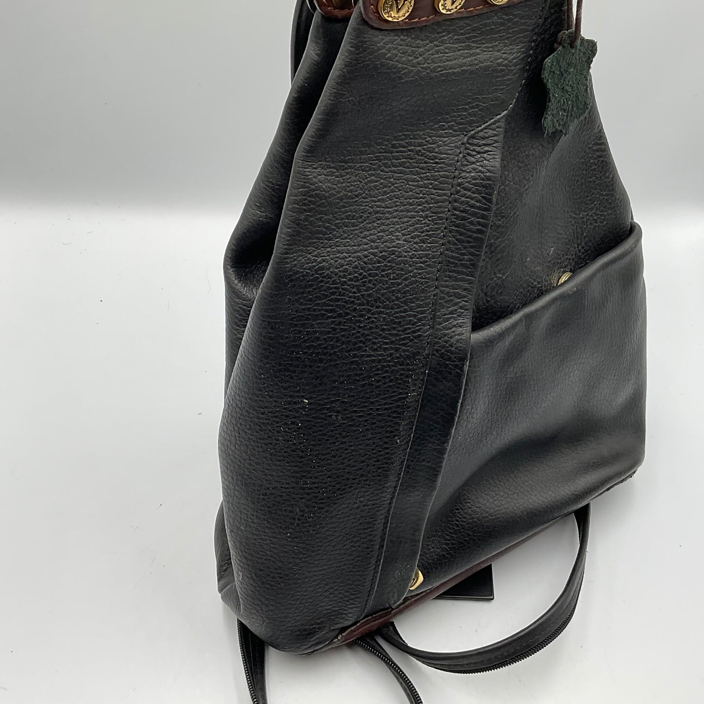 Vintage Valentina Italian Leather Convertible  Sling Backpack Purse Black