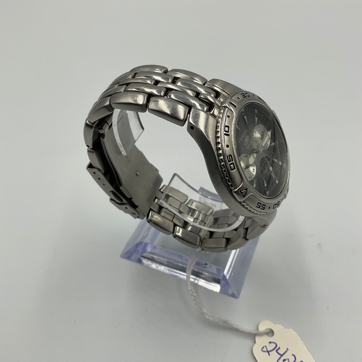 Fossil Blue Quartz BQ-9135 Black/Silver Men's Watch New Battery