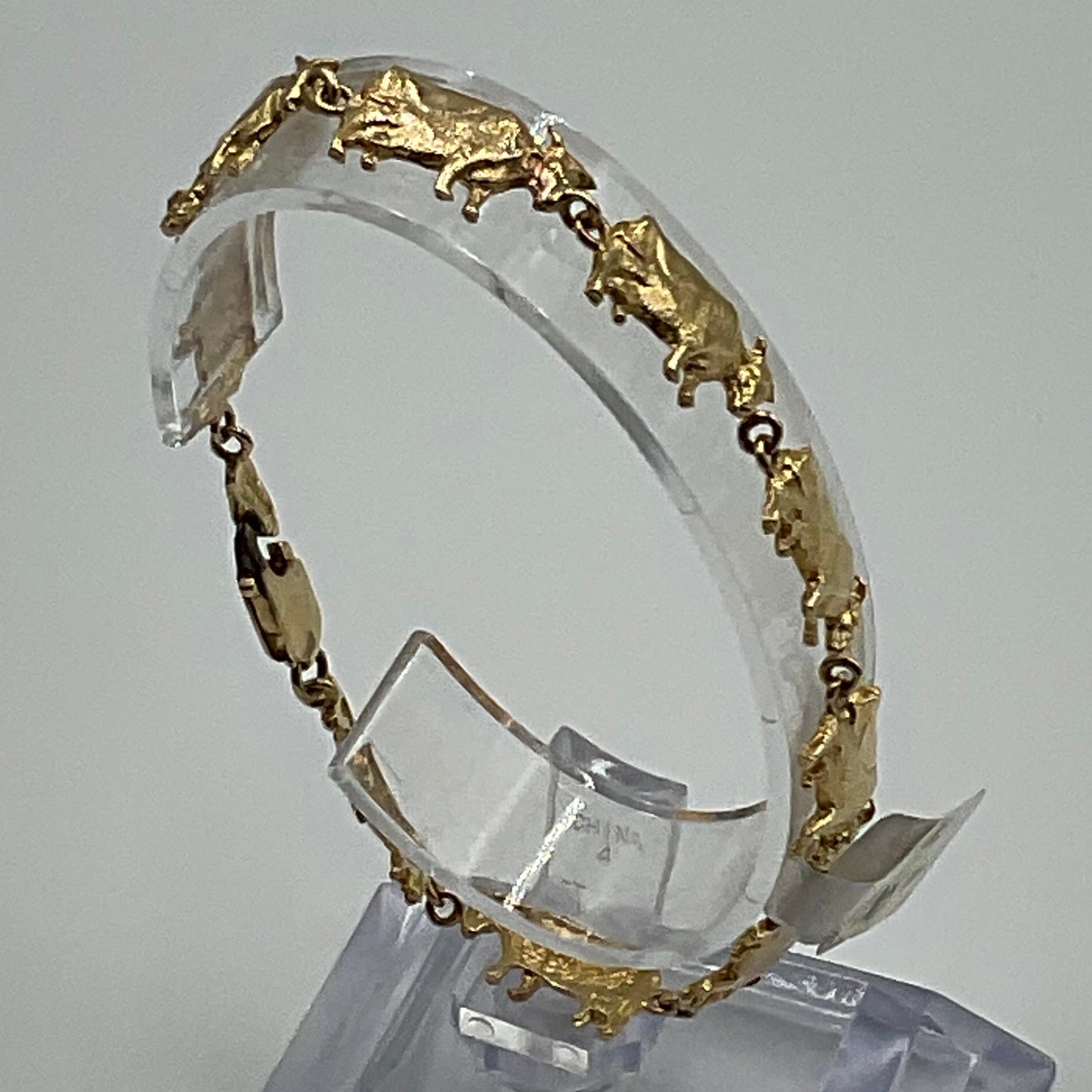 14K Gold Bull Charm Bracelet Jewelry 13.5g Grams