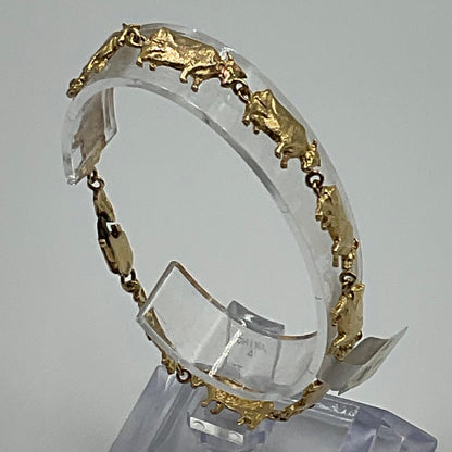 14K Gold Bull Charm Bracelet Jewelry 13.5g Grams