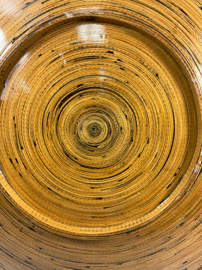 Lacquered Decorative Bamboo Platter Home Decor with Display Stand 26.5 inches